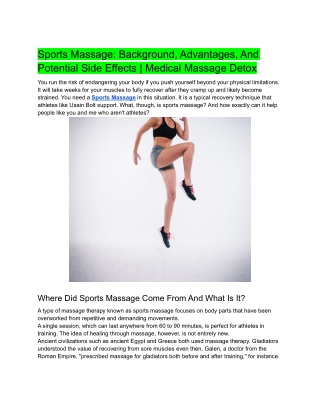 Sports Massage Background, Advantages, And Potential Side Effects  Medical Massage Detox