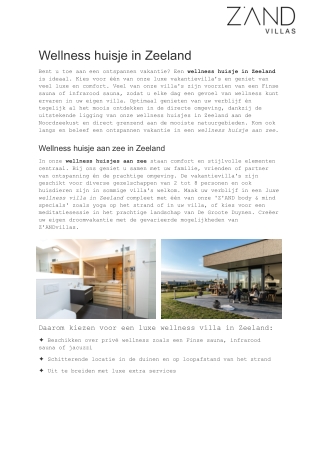 Wellness huisje in Zeeland