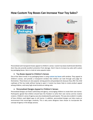 How Custom Toy Boxes Can Increase Your Toy Sales?
