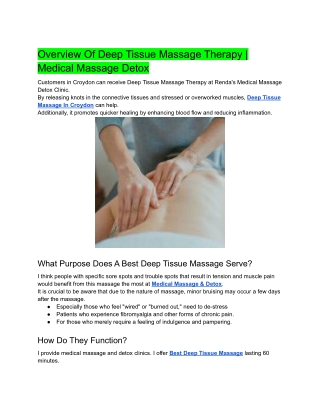 Overview Of Deep Tissue Massage Therapy  Medical Massage Detox