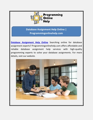 Database Assignment Help Online | Programmingonlinehelp.com