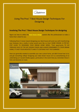 Using The Pros' 7 Best House Design Techniques For Designing
