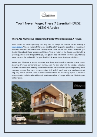 You'll Never Forget These 7 Essential HOUSE DESIGN Advice