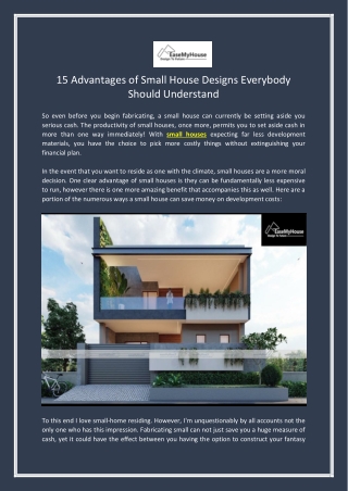 15 Advantages of Small House Designs Everybody Should Understand