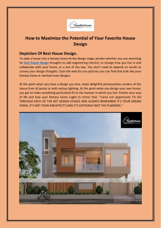 How to Maximize the Potential of Your Favorite House Design