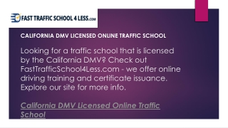 California Dmv Licensed Online Traffic School  Fasttrafficschool4less.com