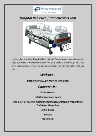 Hospital Bed Price  Primehealers