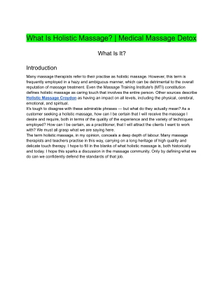 What Is Holistic Massage  Medical Massage Detox