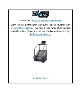 Interested To Buy Ski Trainer In Melbourne