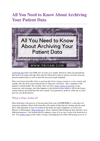 All You Need to Know About Archiving Your Patient Data