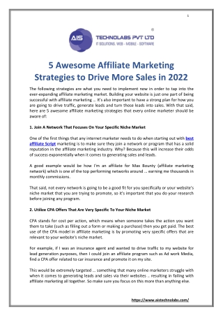 5 Awesome Affiliate Marketing Strategies to Drive More Sales in 2022