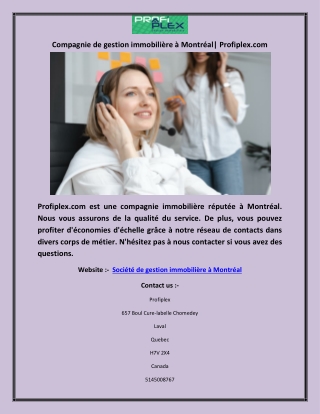 Compagnie de gestion immobilière à Montréal| Profiplex.com