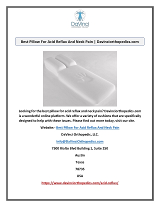 Best Pillow For Acid Reflux And Neck Pain | Davinciorthopedics.com