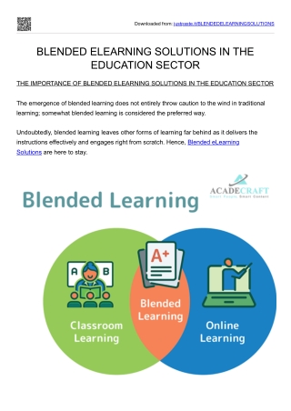 BLENDED ELEARNING SOLUTIONS IN THE EDUCATION SECTOR