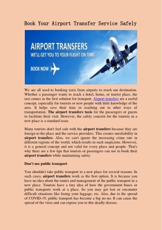 Book Your Airport Transfer Service Safely