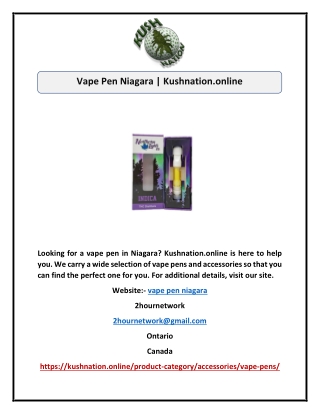 Vape Pen Niagara | Kushnation.online
