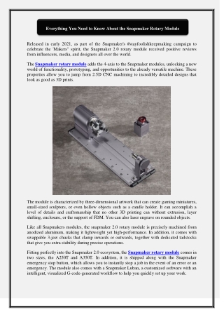 Everything You Need to Know About the Snapmaker Rotary Module