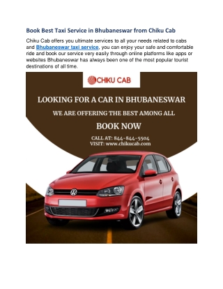 Book Best Taxi Service in Bhubaneswar from Chiku Cab (1)