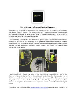 Commercial Electrician Clayton | Eco Electrical Services