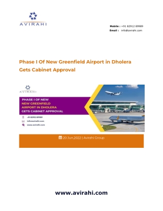 Phase I Of New Greenfield Airport in Dholera Gets Cabinet Approval