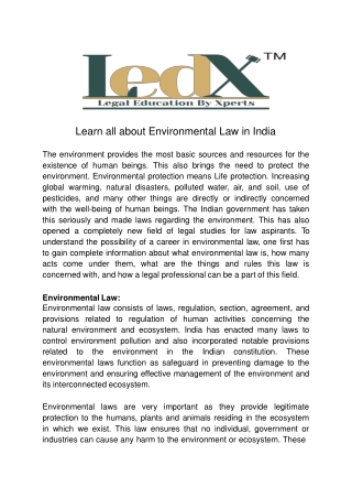 Learn all about Environmental Law in India