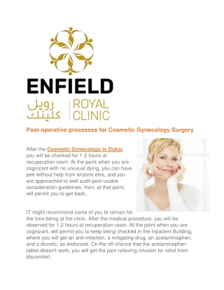 Post-operative processes for Cosmetic Gynecology Surgery