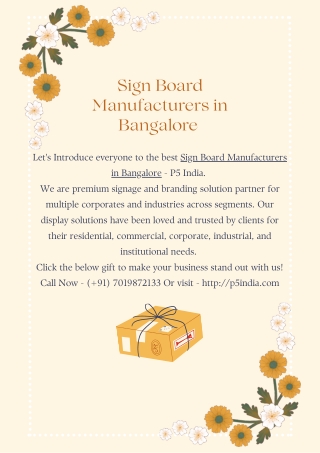 Sign Board Manufacturers in Bangalore  P5 India