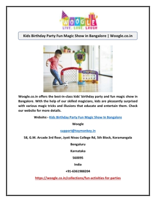 Kids Birthday Party Fun Magic Show in Bangalore | Woogle.co.in