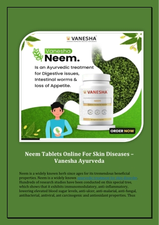 Neem Tablet Uses | Vanesha