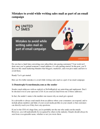 Mistakes to avoid while writing sales mail as part of an email campaign