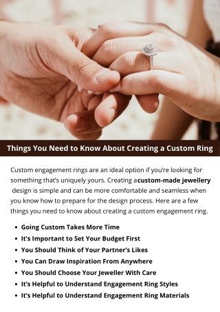 Things You Need to Know About Creating a Custom Ring