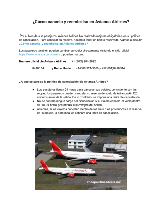 ¿Cómo cancelo y reembolso en Avianca Airlines?