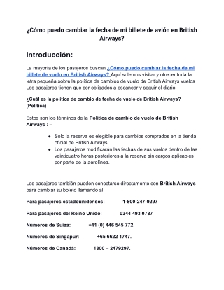 ¿Cómo puedo cambiar la fecha de mi billete de avión en British Airways?