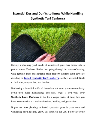 Essential Dos and Don'ts to Know While Handling Synthetic Turf Canberra