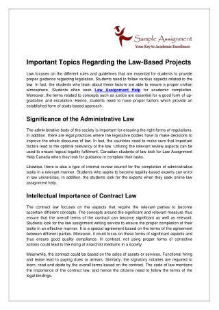 Important Topics Regarding the Law-Based Projects