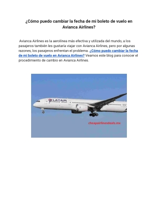 ¿Cómo puedo cambiar la fecha de mi boleto de vuelo en Avianca Airlines?