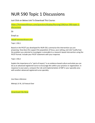 NUR 590 Topic 1 Discussions