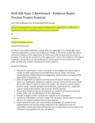 NUR 590 Topic 2 Benchmark - Evidence-Based Practice Project Proposal