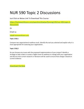 NUR 590 Topic 2 Discussions