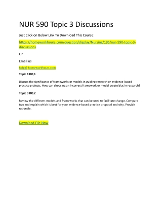 NUR 590 Topic 3 Discussions