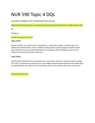 NUR 590 Topic 4 DQs