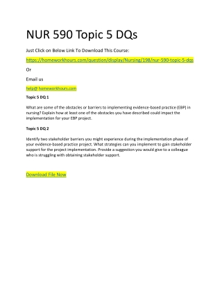 NUR 590 Topic 5 DQs