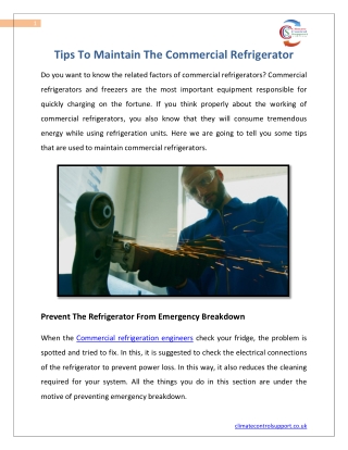 Tips To Maintain The Commercial Refrigerator