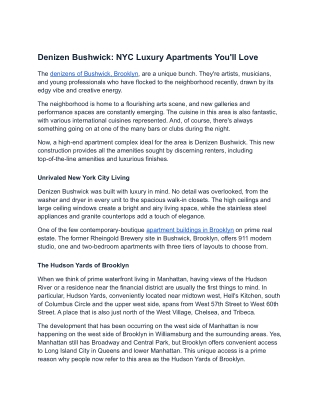Denizen Bushwick: NYC Luxury Apartments You'll Love