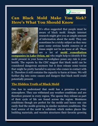Can Black Mold Make You Sick? Here’s What You Should Know