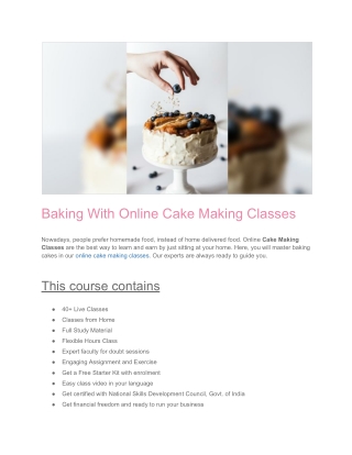 Baking With Online Cake Making Classes