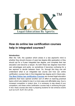 How do online law certification courses help in integrated courses