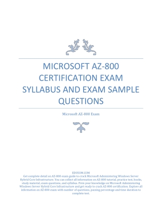 Microsoft AZ-800 Certification Exam Syllabus and Exam Sample Questions