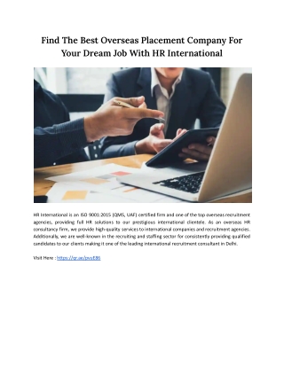 Find The Best Overseas Placement Company For Your Dream Job With HR International