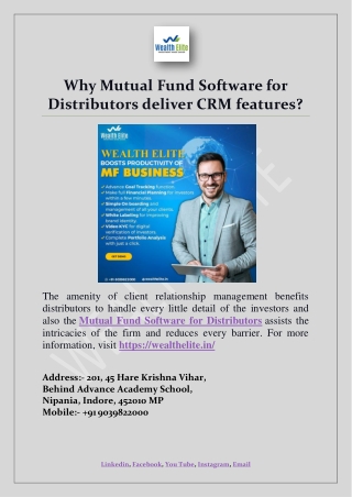 Why Mutual Fund Software for Distributors deliver CRM features